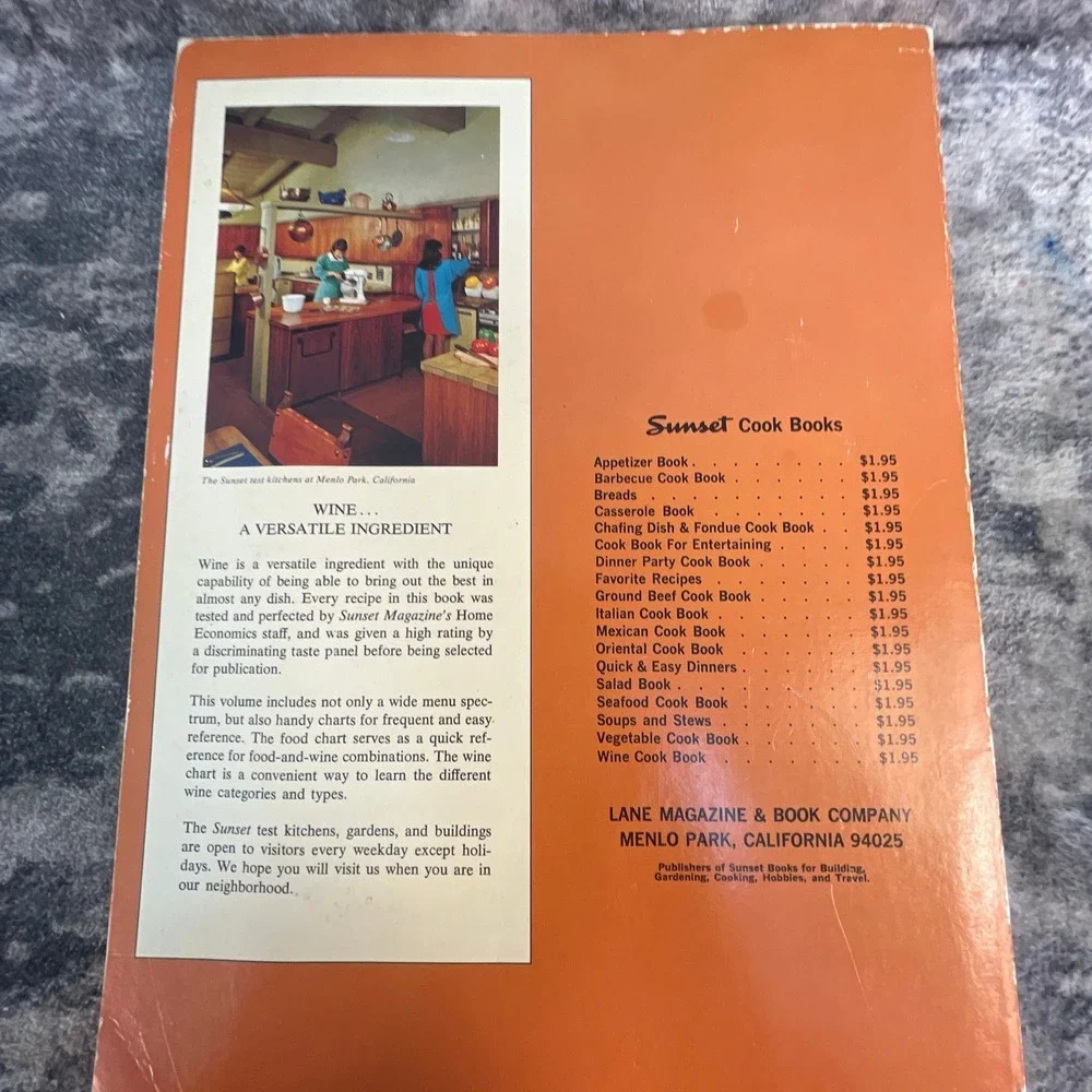 Cooking with Wine Sunset Book Vintage Paperback Cookbook Lane Magazine‎ Company